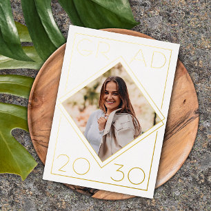 Chic Minimalist Gold Foil Graduation Announcement