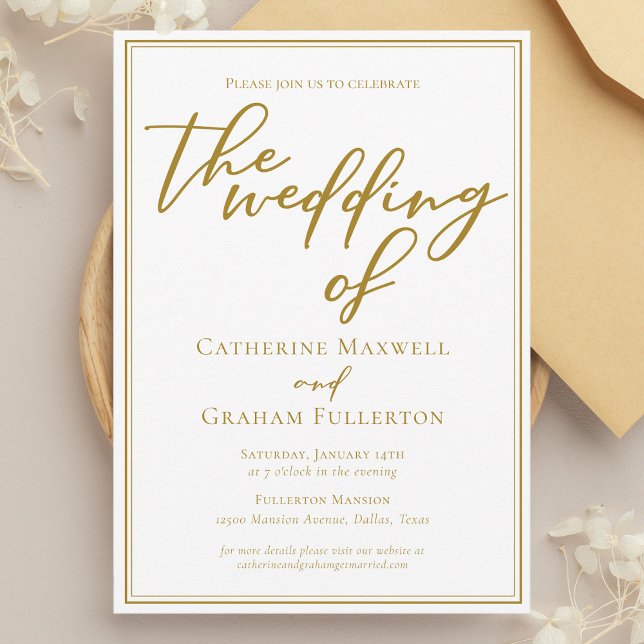 Chic Minimalist Gold Typography Wedding Invitation (Creator Uploaded)