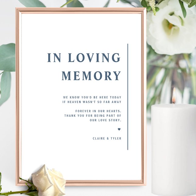 Chic Minimalist In Loving Memory Blue Wedding Sign (Creator Uploaded)