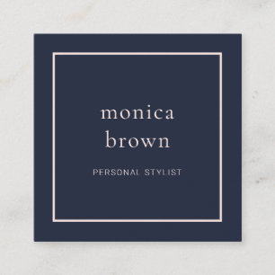 Chic Minimalist Modern   Navy Blue and Blush Square Business Card