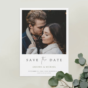 Chic Minimalist Modern Photo Save the Date Magneti Magnetic Invitation