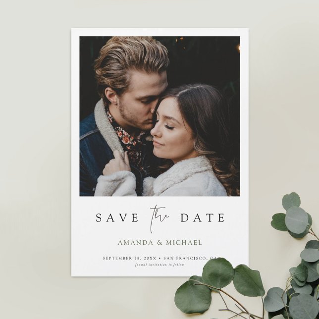 Chic Minimalist Modern Photo Save the Date Magnetic Invitation (Creator Uploaded)
