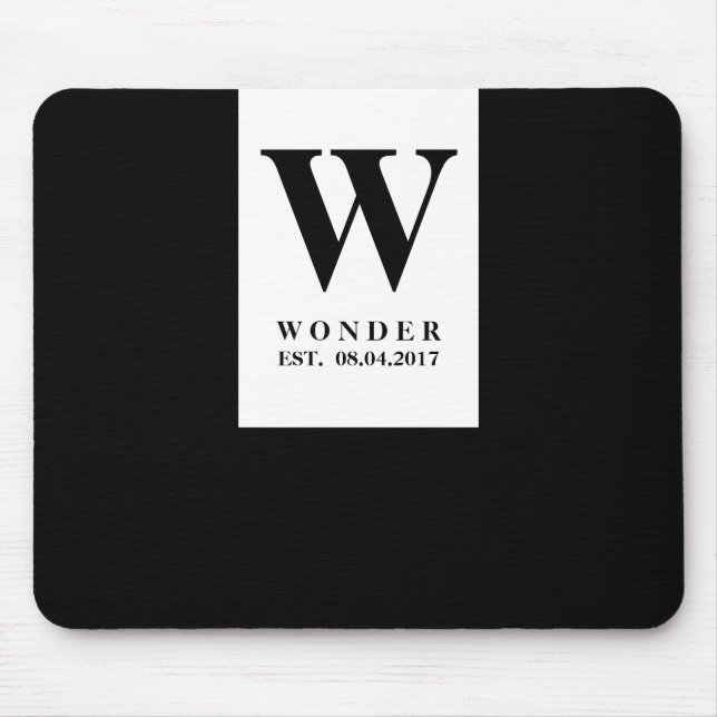 Chic Minimalist Monogram | Black Newlywed Wedding  Mouse Pad (Front)
