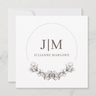 Chic Minimalist Monogram Floral Frame Card