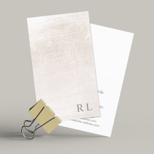 Chic Minimalist Monogram Ivory White Marble Business Card