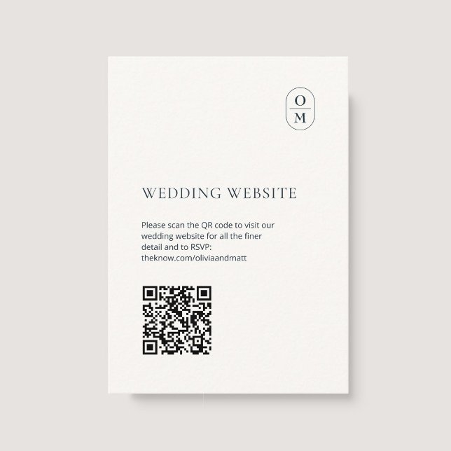 Chic Minimalist Monogram QR Wedding Website Enclosure Card (Creator Uploaded)