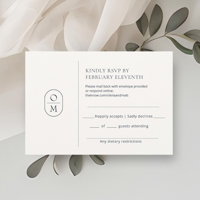 Chic Minimalist Monogram Wedding RSVP Card (Creator Uploaded)