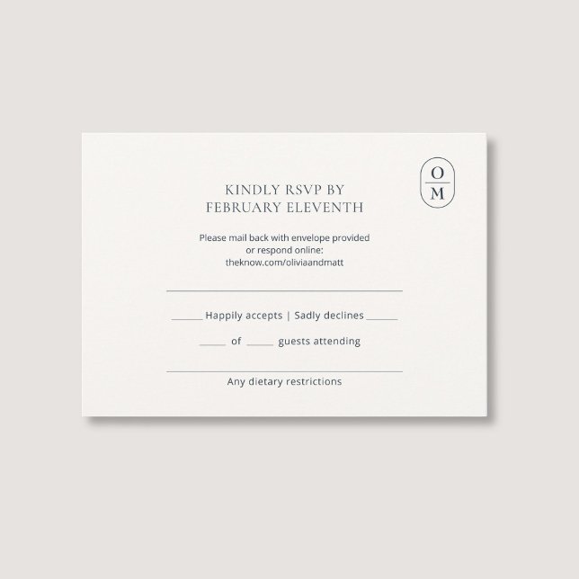 Chic Minimalist Monogram Wedding RSVP Card (Creator Uploaded)