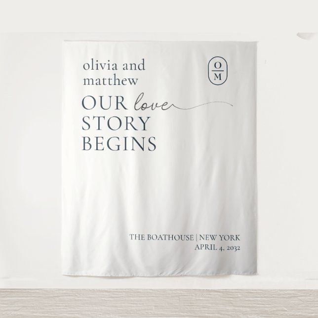 Chic Minimalist Monogram Wedding  Tapestry (Front)