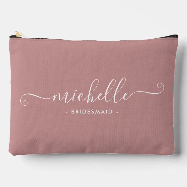 Chic Minimalist Mushroom Personalised Bridesmaid Accessory Pouch (Front)