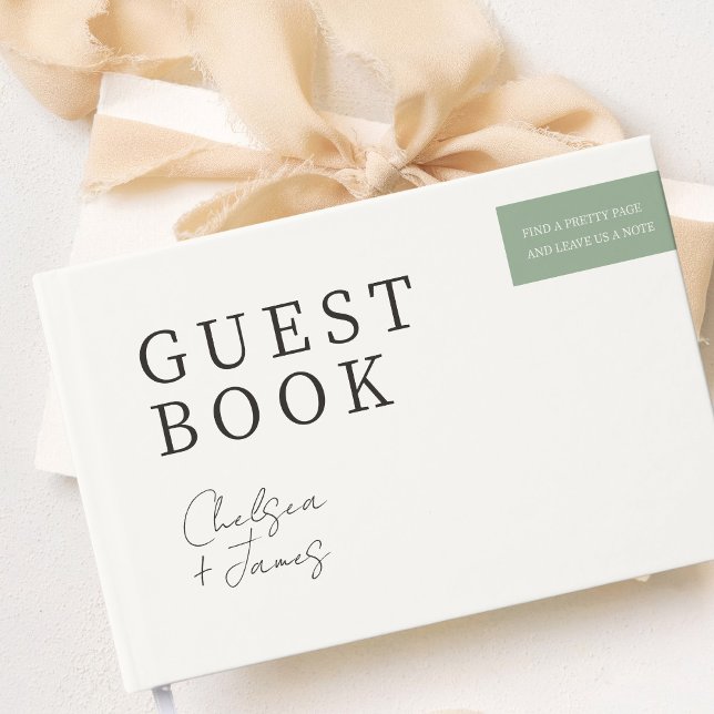 Chic Minimalist Neutral Sage Couple Wedding Guest Book (Creator Uploaded)