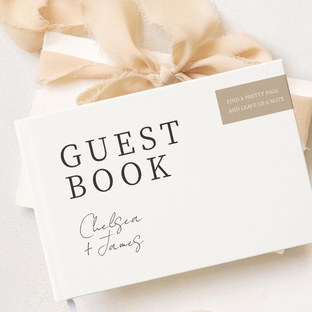 Chic Minimalist Neutral Taupe Couple Wedding Guest Book (Creator Uploaded)