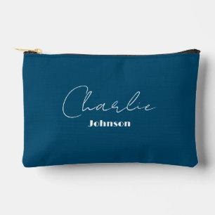 Chic, Minimalist Ocean Blue Accessory Pouch