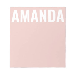 Chic Minimalist Pink Custom Name Notepad
