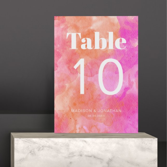 Chic Minimalist Pink Orange Wedding Table Number (Creator Uploaded)