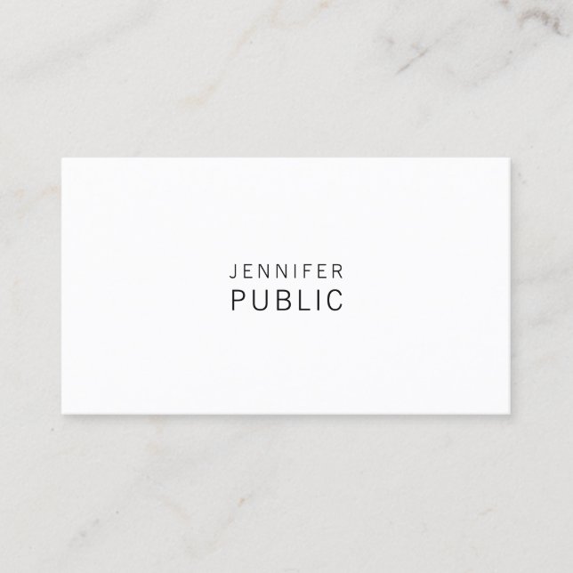 Chic Minimalist Professional Modern Sleek Plain Business Card (Front)