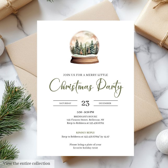 Chic Minimalist Sage Neutral Ivory Christmas Party Invitation (Minimalist Sage Neutral Ivory Christmas Party)