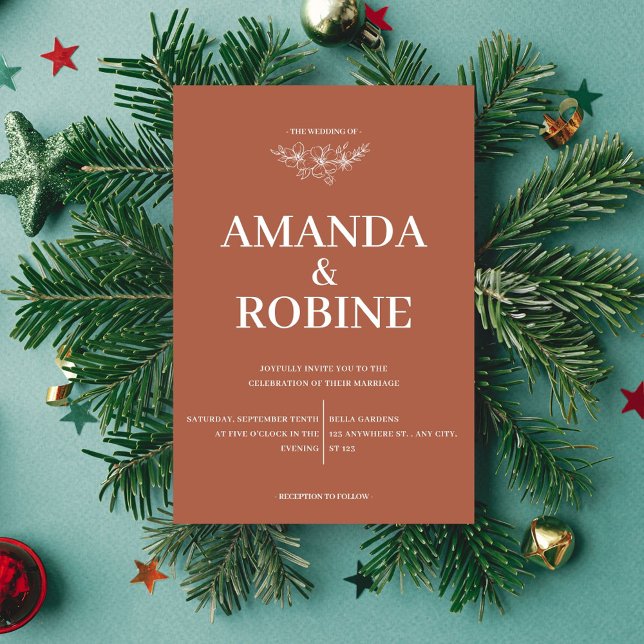 Chic Minimalist Terracotta Wedding Invitation (Creator Uploaded)