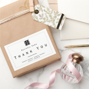 Chic Minimalist Thank You Business Logo  Rectangular Sticker