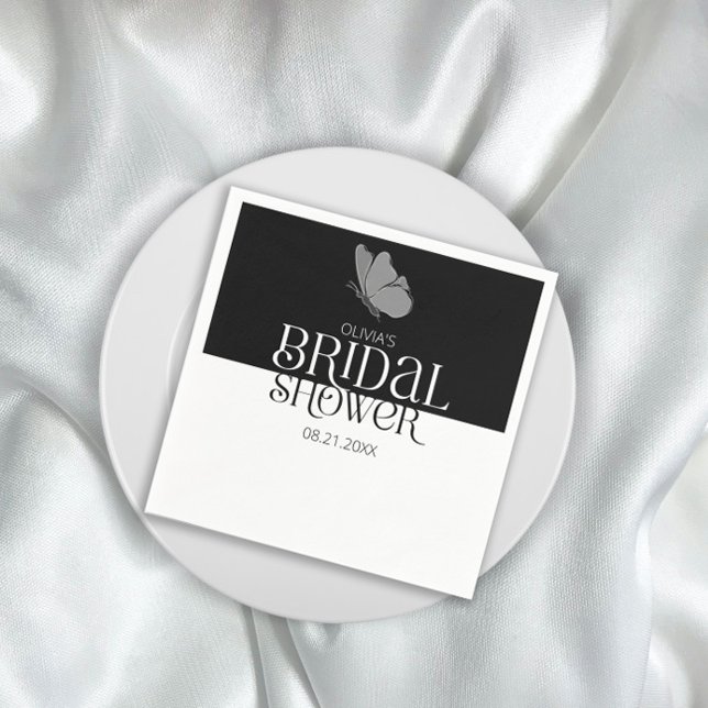 Chic Minimalist Typography Butterfly bridal shower Napkin (Creator Uploaded)