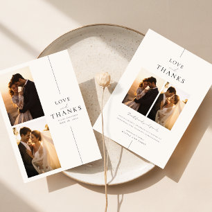 Chic Minimalist Wedding 4 Photo Thank You Card