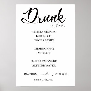 Chic Minimalist Wedding Cocktail Bar Menu Poster