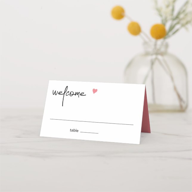 Chic Minimalist Welcome Guest Table Setting Place Card (Front)
