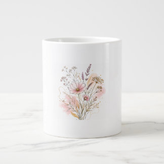 Chic Minimalist Wildflower Birth day Gift Art Large Coffee Mug