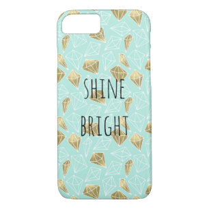 Chic Mint and Gold Diamonds Shine Bright iPhone 8/7 Case