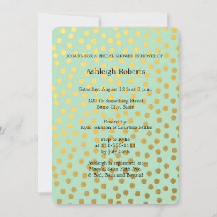 Chic Mint Gold Confetti Dots Bridal Shower Invitation