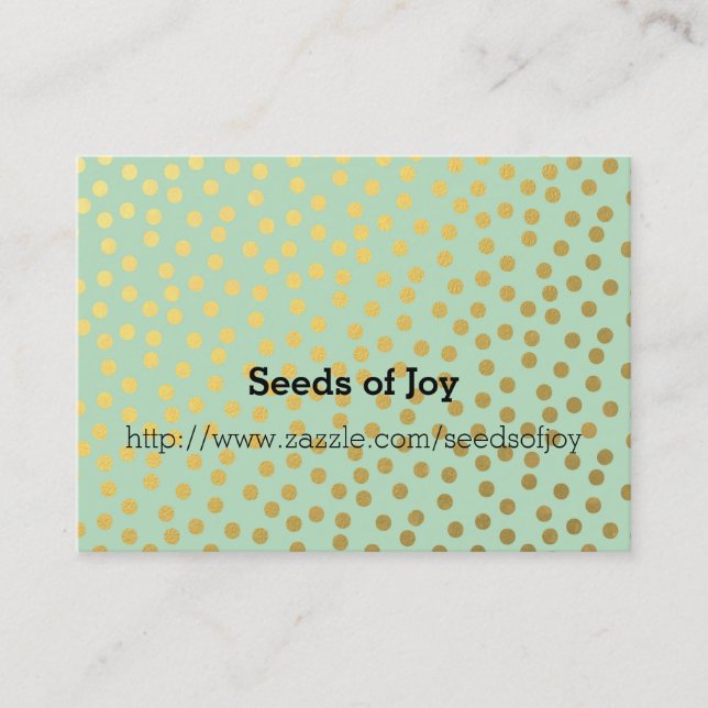 Chic Mint Gold Confetti Dots Business Card (Front)