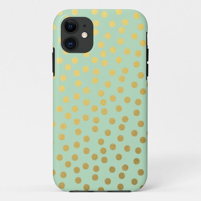 Chic Mint Gold Dots Case-Mate iPhone Case (Back)