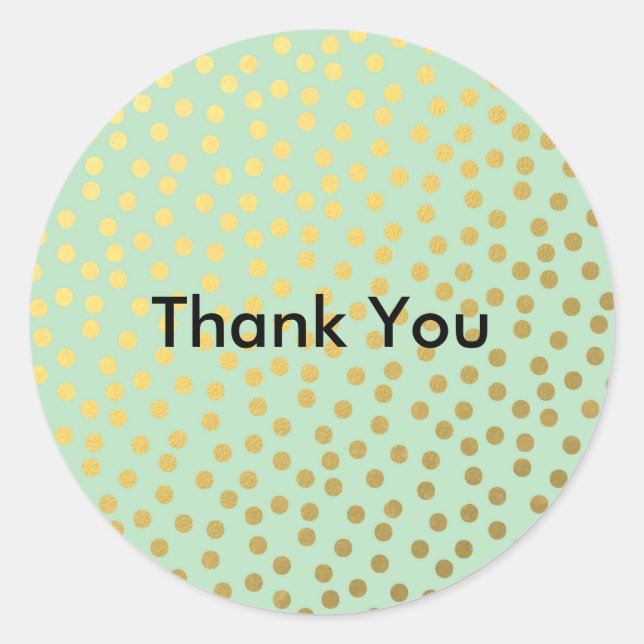 Chic Mint Gold Dots Classic Round Sticker (Front)