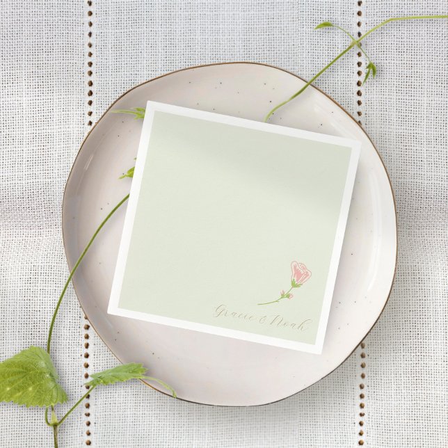 Chic Mint Green & Blush Rose | White Napkins (Creator Uploaded)