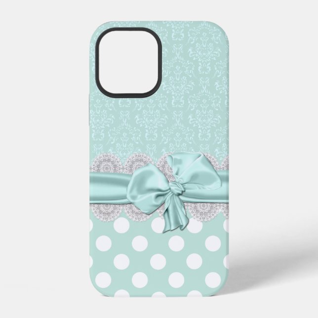 Chic Mint Green Damask iPhone Case (Back)