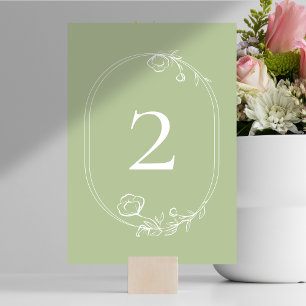 Chic Mint Green Floral Wedding Table Number