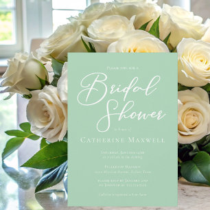 Chic Mint Green Minimalist Bridal Shower Invitation