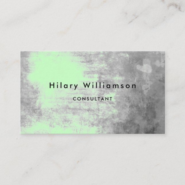 Chic Mint Green Pastel Grey Grunge Business Card (Front)