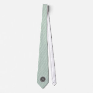 CHIC MINT GREEN STRIPES AND MONOGRAM TIE