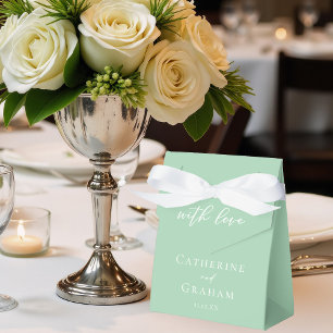 Chic Mint Green White Custom Spring Wedding Favour Box