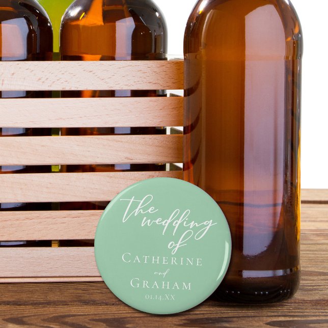 Chic Mint Green White Spring Wedding Custom Bottle Opener (Creator Uploaded)