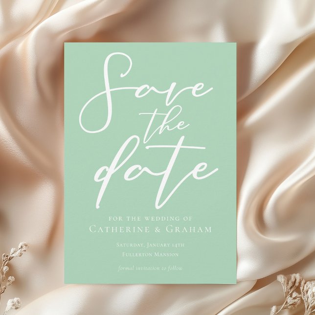 Chic Mint Green White Typography Spring Save The Date (Creator Uploaded)