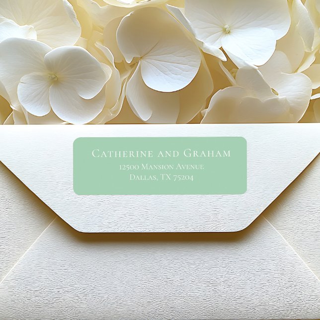 Chic Mint Green White Wedding Return Address Label (Creator Uploaded)