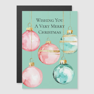 Chic Mint Pink Gold Christmas Ornaments