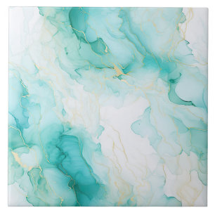 Chic Mint White Gold Bridal Shower Ceramic Tile
