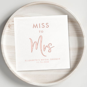 Chic Miss To Mrs Bridal Shower Rose Gold Foil Napkins
