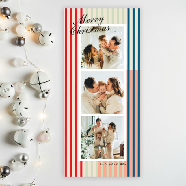 Chic Mixed Colour Vertical Stripe 3 Photo Holiday (Creator Uploaded)