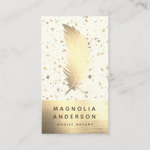 Chic Mobile Notary Gold Foil Quill Business Card