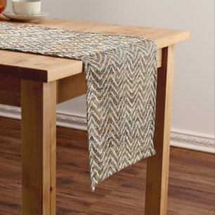 Chic mocha mousse cream chevron pattern long table runner