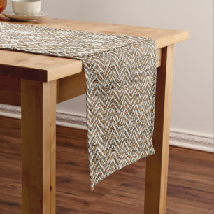 Chic mocha mousse cream chevron pattern medium table runner